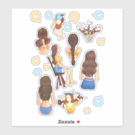 Adesivos de meninas fofas da Ucrânia azul e amarel