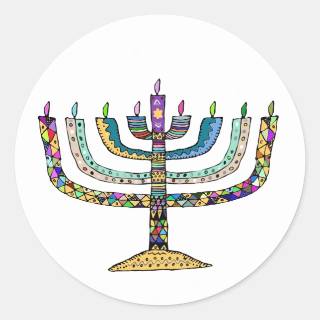Adesivos de Menorá de Hanukkah Lindos Favor/Envelo (Frente)
