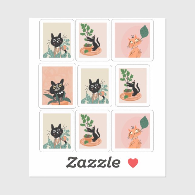 Adesivos de Moldura de Gato Engraçado (Folha)