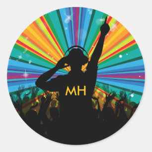 Adesivos de monogramas personalizados do Music DJ