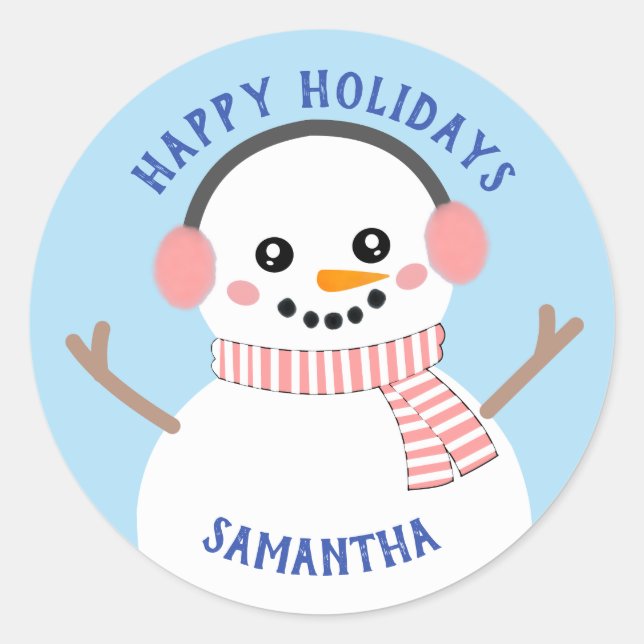Adesivos de Mulher de Neve Feliz Férias (Frente)