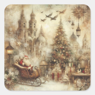Adesivos de Natal Bege Vintage