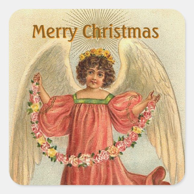 Adesivos de Natal com Anjo Vintage (Frente)