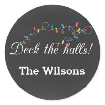 adesivos de Natal com luzes de quadro-negro para a