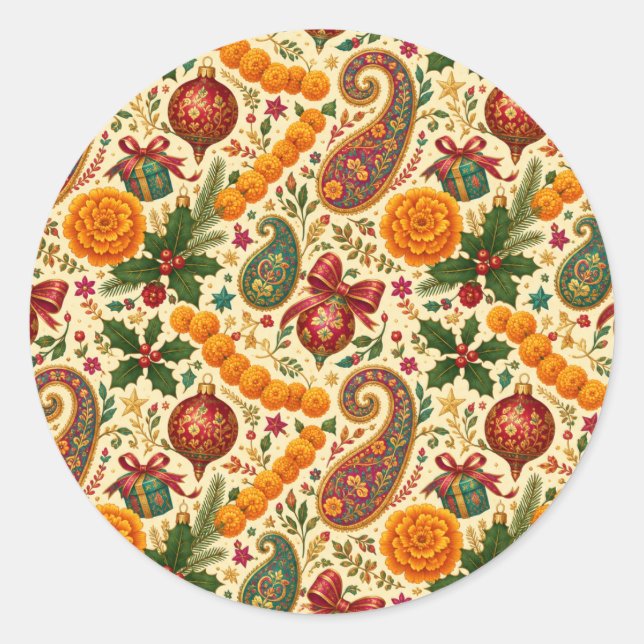 Adesivos de Natal com Paisley e Marigold (Frente)