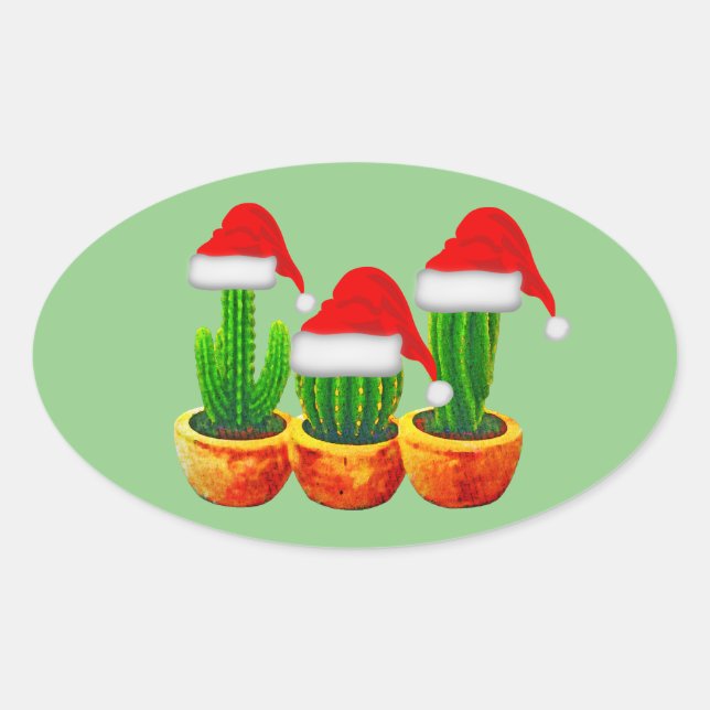 Adesivos de Natal com Tema de Cactus (Frente)