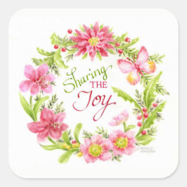 Adesivos de Natal Coroa Floral Aquarela