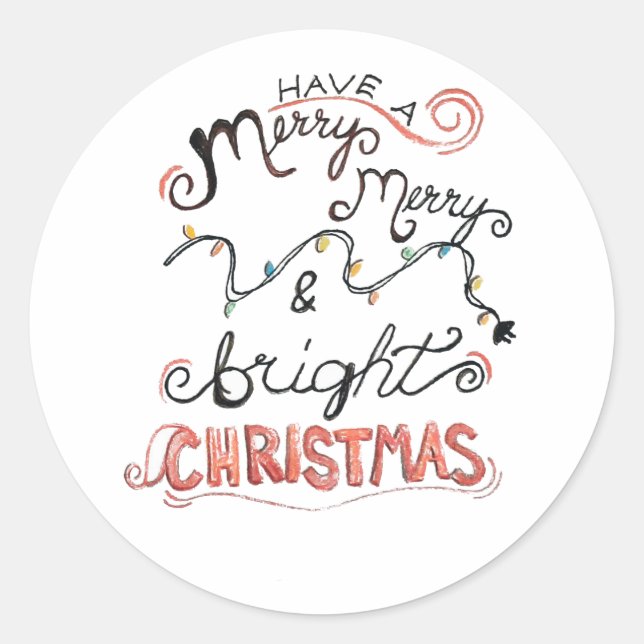 Adesivos de Natal de Arte Esboço Alegre (Frente)