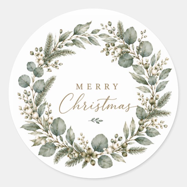 Adesivos de Natal de Eucalipto Botânico Elegante (Frente)
