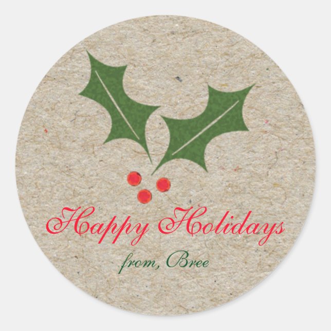 Adesivos de Natal de Papel Kraft com Folhas de Aze (Frente)