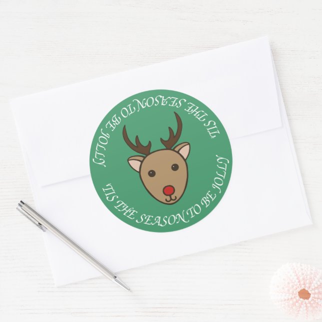 Adesivos de Natal de Rena Fofa para Férias (Envelope)