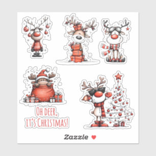 Adesivos de Natal de Renas Engraçadas – Oh Deer!