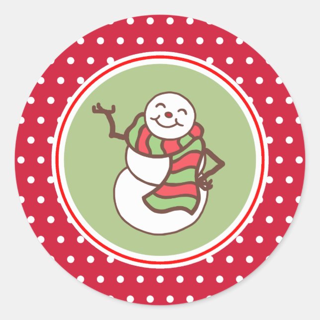 Adesivos de Natal do Boneco de Neve Acenando (Frente)