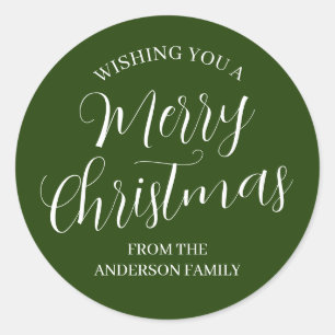Adesivos de Natal Feliz Personalizados Verdes