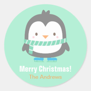 Adesivos de Natal para Crianças de Pinguim Fofo