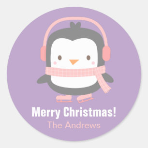 Adesivos de Natal para Crianças de Pinguim Fofo