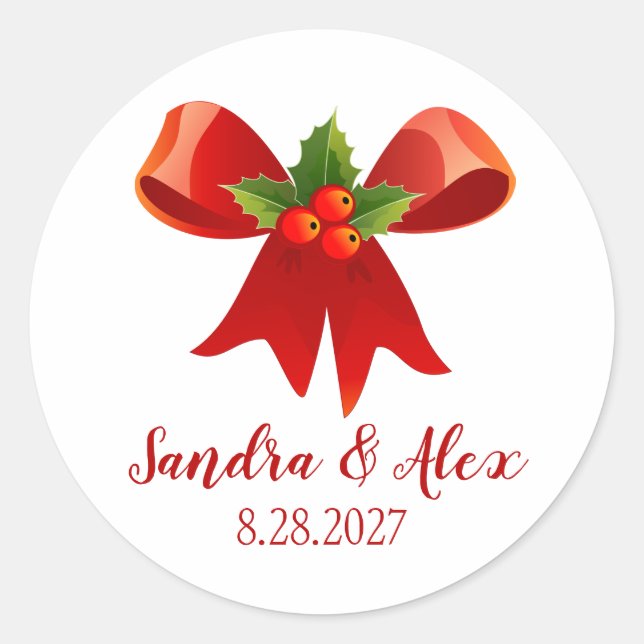 Adesivos de Natal Personalizados com Laço Vermelho (Frente)