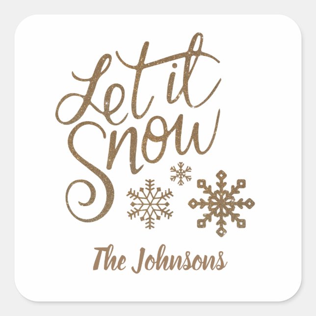 Adesivos de Natal Personalizados de Papel Let it S (Frente)