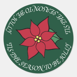 Adesivos de Natal Vermelho Alegre Poinsettia