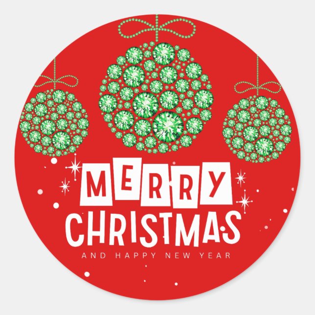 Adesivos de Natal Vermelhos e Verdes para Enfeites (Frente)