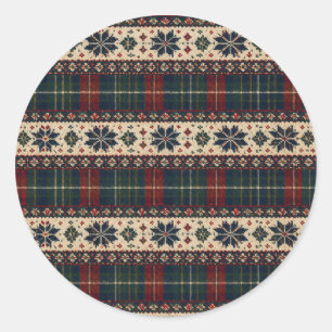 Adesivos de Natal Vintage Plaid e Floco de Neve