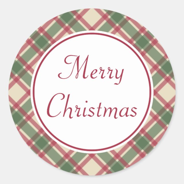 Adesivos de Natal xadrez alegre (Frente)