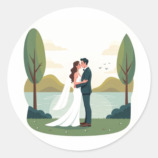 Adesivos de Noivado de Casal Romântico (Frente)