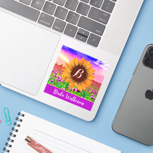 Adesivos de Nome Completo Floral (Girassol Monogra