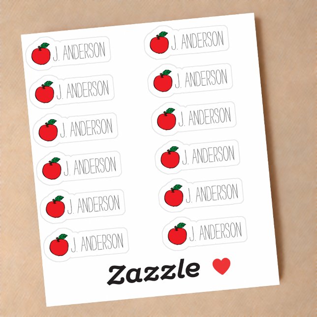 Adesivos de Nome de Maçã Vermelha para Professores (A dozen name labels for teachers  🍎❤️)