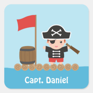 Adesivos de Nome de Menino Capitão Pirata Fofo do 
