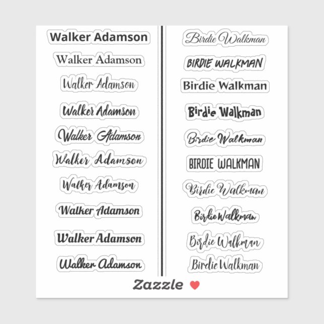 Adesivos de Nome Elegantes (Folha)