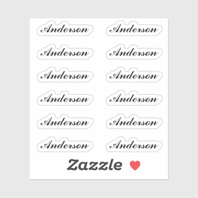 Adesivos de Nome em Roteiro Personalizado Uma Dúzi (Folha)