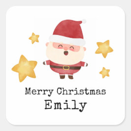 Adesivos de Nome Personalizados - Papai Noel Fofo