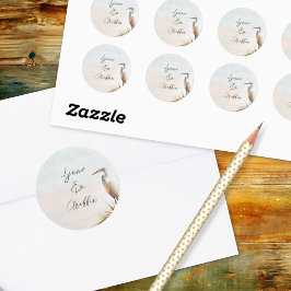 Adesivos de Nomes de Casamento Boho Costeiro Garça