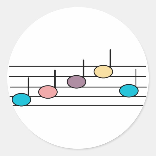 Adesivos de Nota Musical Pastel (Frente)