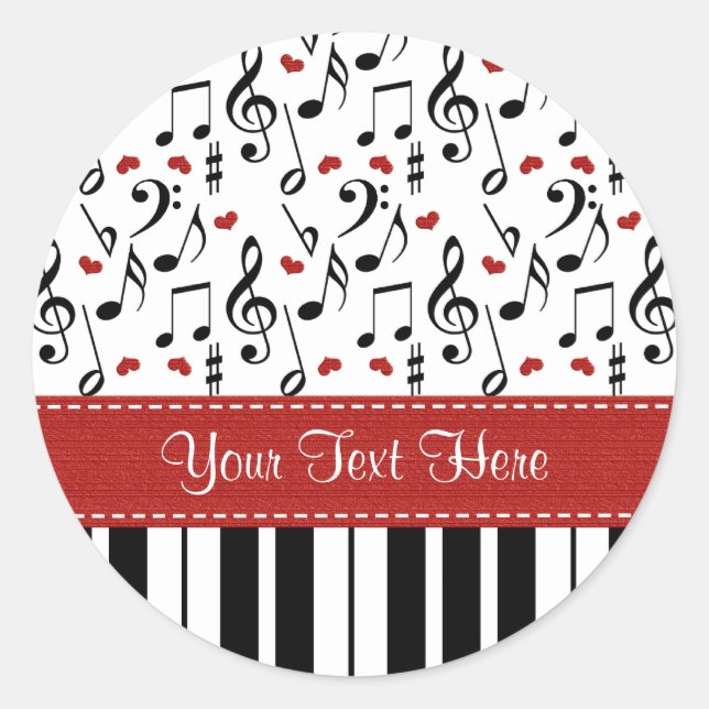 Adesivos de Notas de Música Piano Personalizados (Frente)