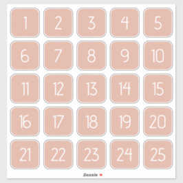 Adesivos de Número Quadrados Personalizáveis Rosa 