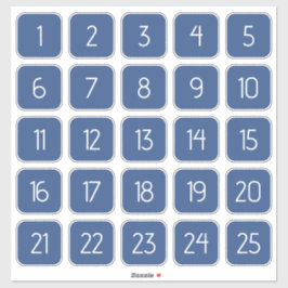 Adesivos de Números Quadrados Personalizáveis Azul