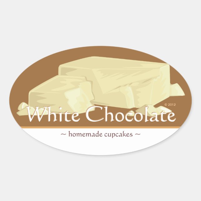Adesivos de Oval de Chocolate Branco Personalizáve (Frente)