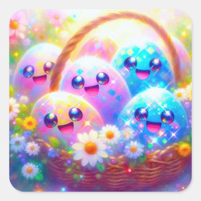 Adesivos de Ovo de Páscoa Kawaii (Frente)