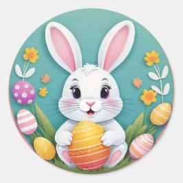 Adesivos de ovos de coelho de Páscoa coloridos e f