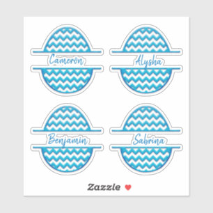 Adesivos de Ovos de Páscoa ZigZag com Quatro Nomes