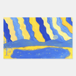 Adesivos de Paisagem Minimalista Azul e Amarelo