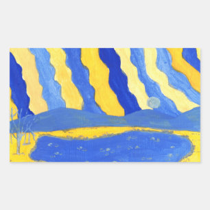 Adesivos de Paisagem Minimalista Azul e Amarelo