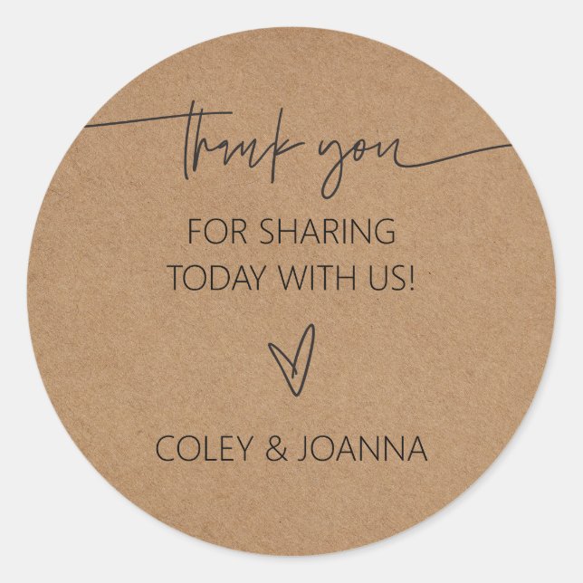 Adesivos de papel kraft Obrigado (Frente)