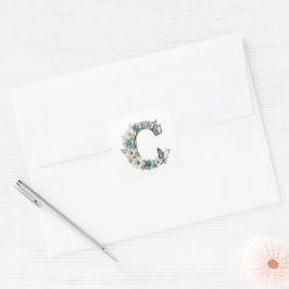 Adesivos de Papel Monograma Floral Elegante