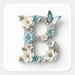 Adesivos de Papel Monograma Floral Elegante