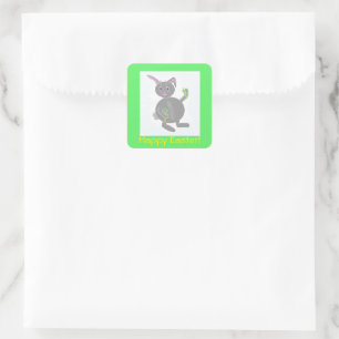 Adesivos de Páscoa Square Bunny