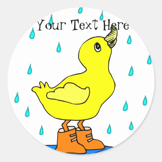 Adesivos de Pato em Dia Chuvoso com Botas Laranja (Frente)