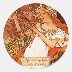 Adesivos de placas de Primavera de Arte Mucha